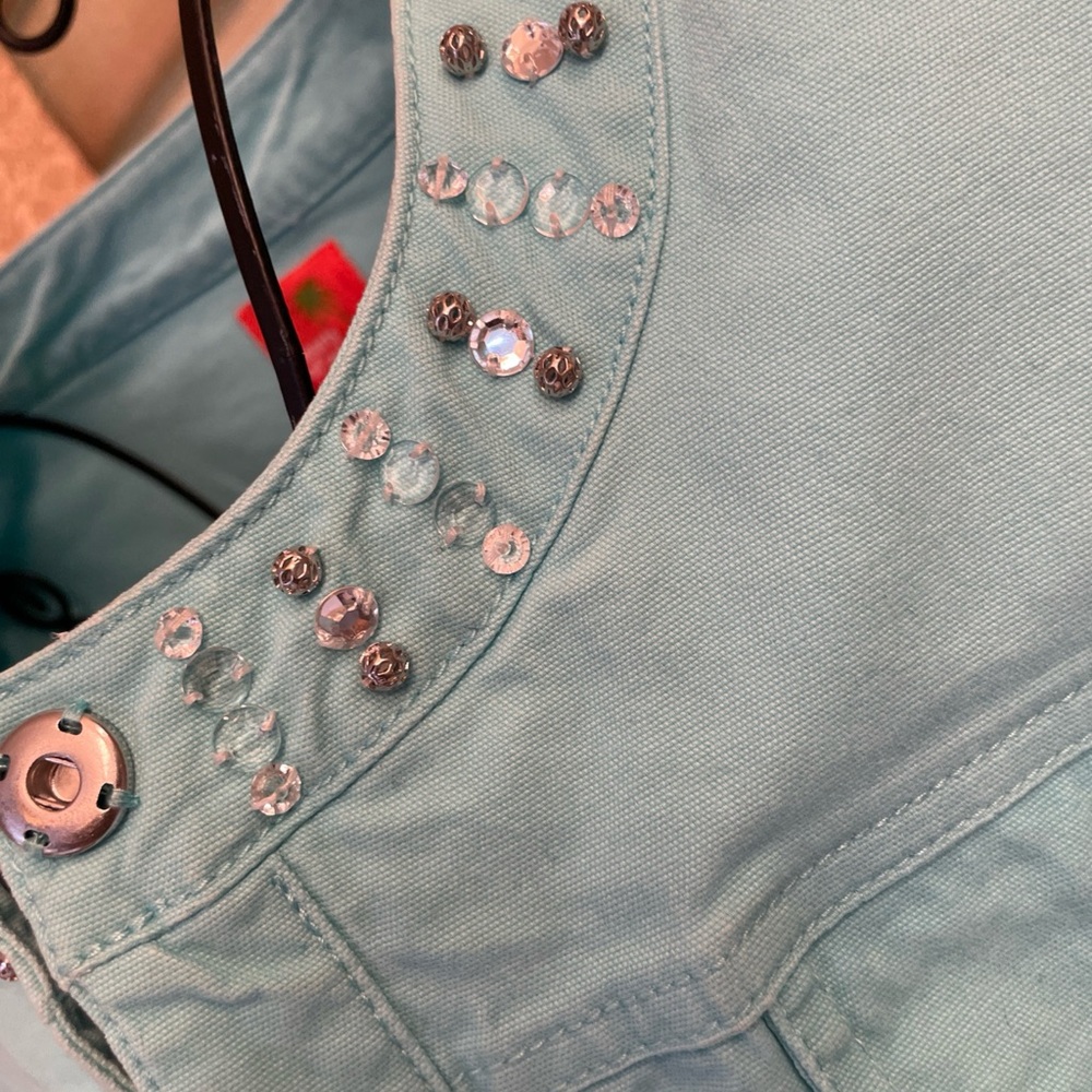 HEARTS of PALM Woman Mint Green Suit JACKET Sz 16W/Pants Sz 18W Beaded accents - Picture 3 of 16